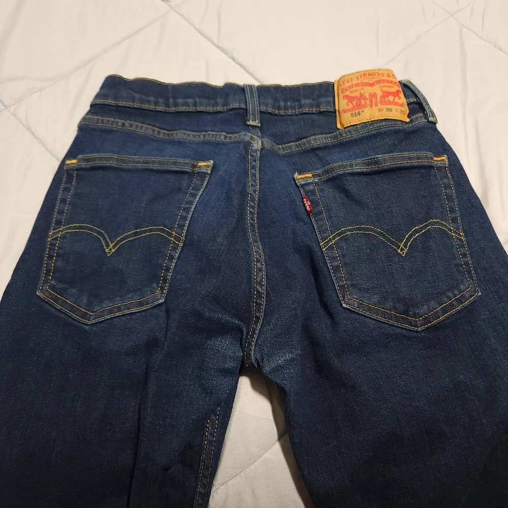 Levi's 514 Straight Fit Jeans Mens 30x32 Dark Wash Stretch Denim Blue